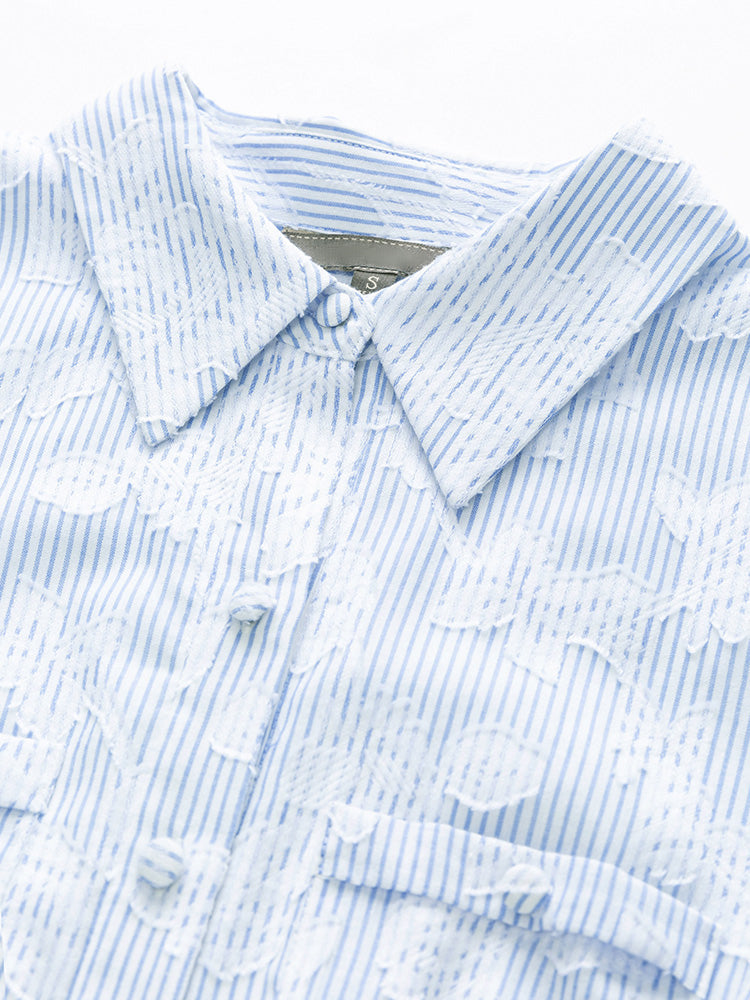 Button Down Jacquard Mini Shirt Dress