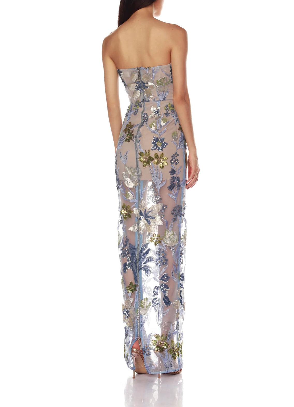 Evening Party Dress Corset Baby blue Multi maxi dress