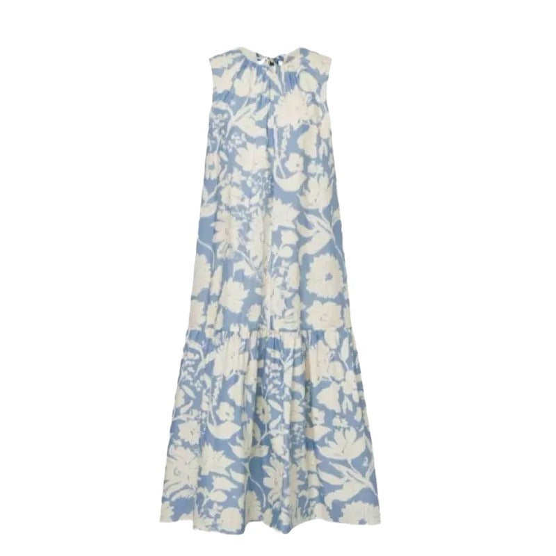 Floral Print Sleeveless Dress Casual Dress for Holiday