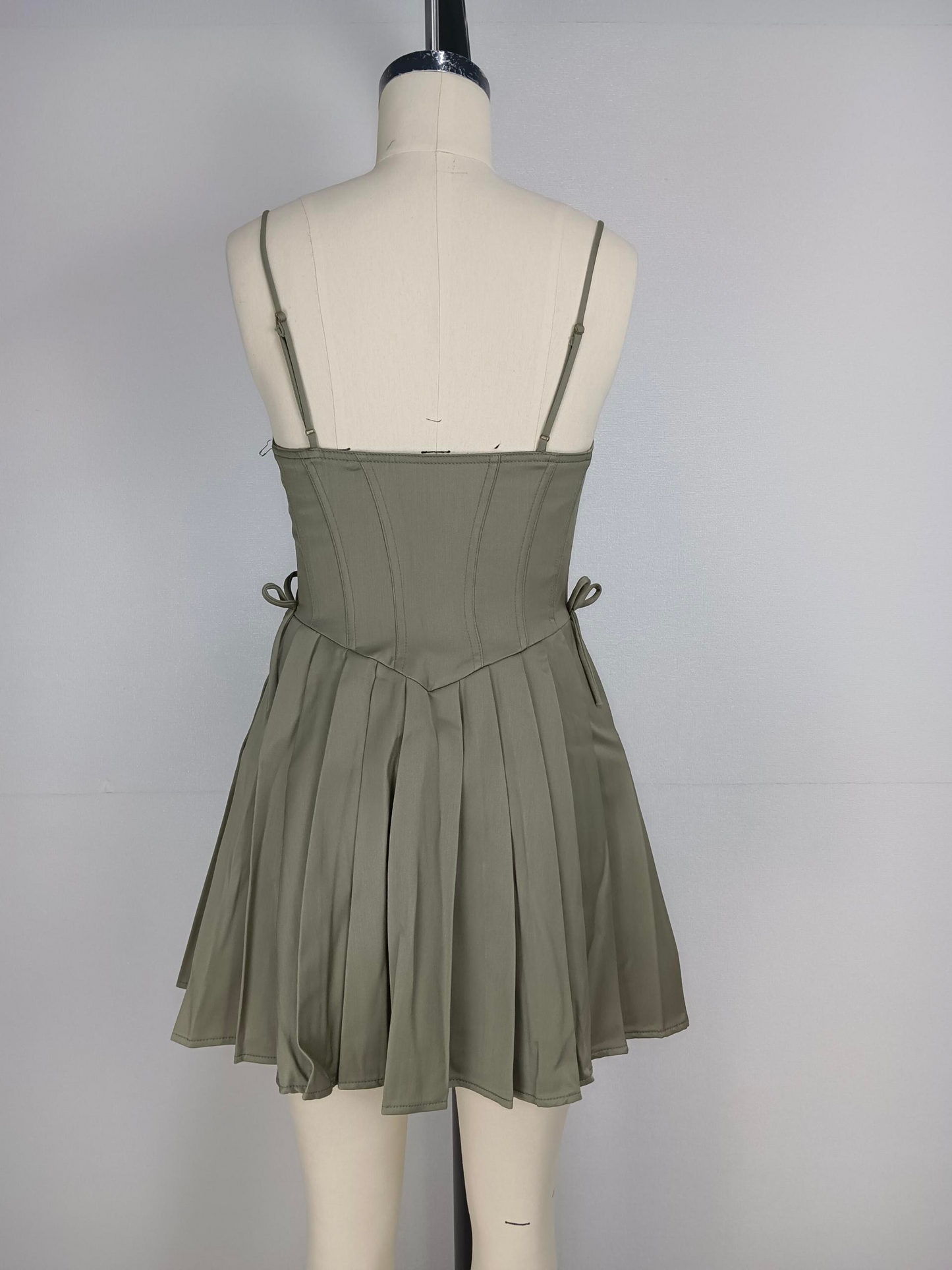 Summer new slim fit brownie A-line suspender sexy dress