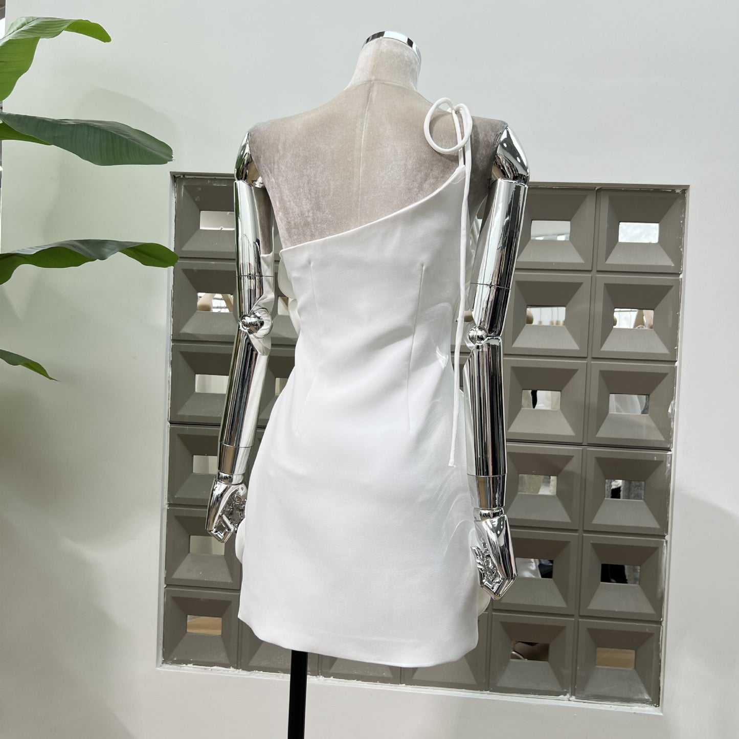 Summer Party Gentle and Western Style Hand sewn Flower Single Shoulder Slimming Dress