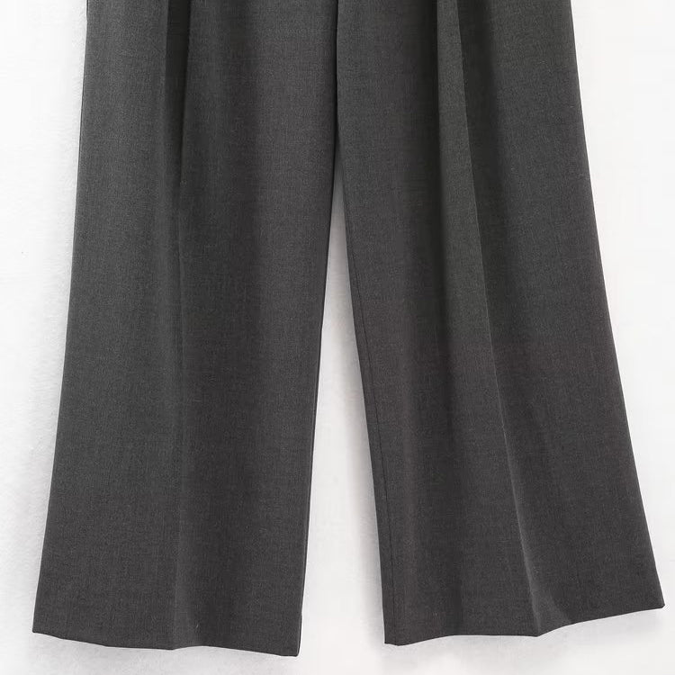 Wide Leg Double Pleated Loose Fit Pants