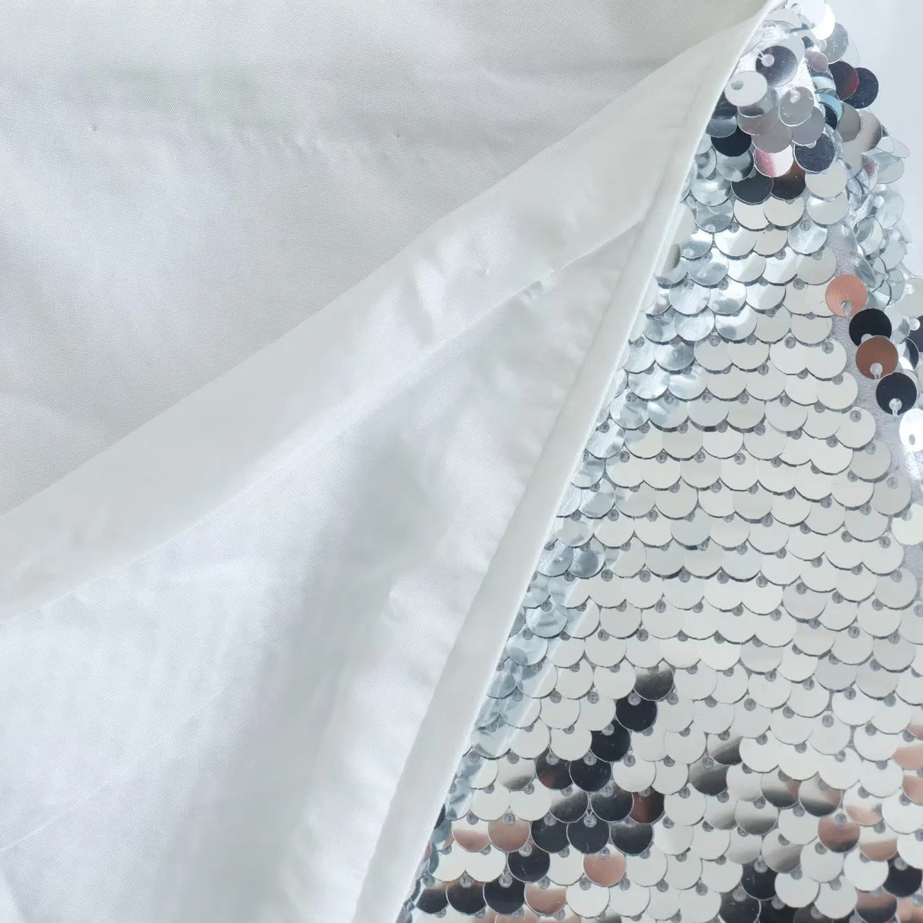 Silver Sequin Mini Skirt with Slit