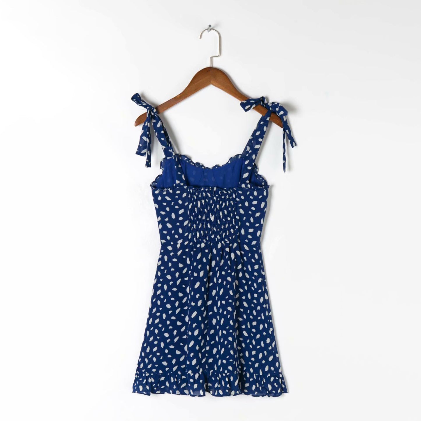 Tie Shoulder Allover Print Mini Dress