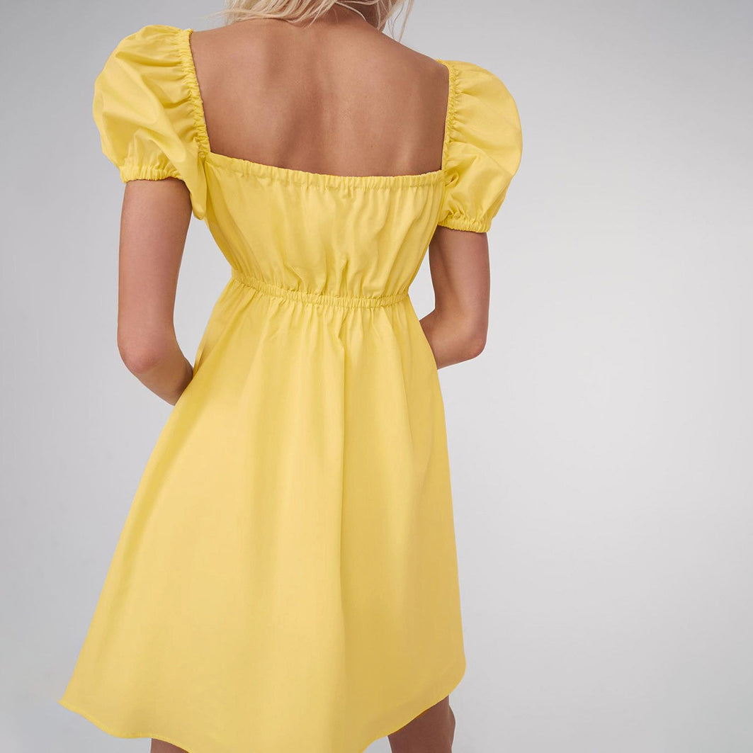 Square Collar Hollow Bow Sleeve Dress