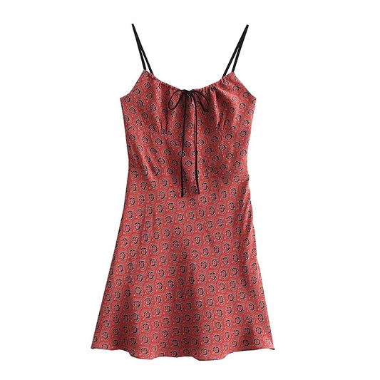 Printed Cami Dress Sling refreshing summer beach dress