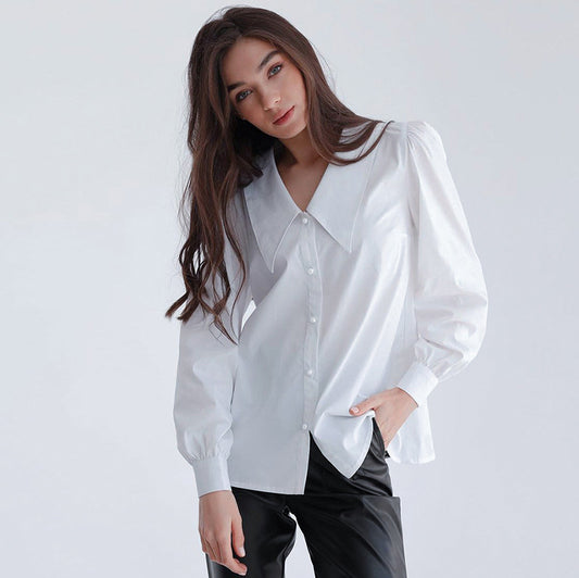 Simplicity Cardigan Loose Long Sleeve Swallow Tail Collar Ladies Shirt