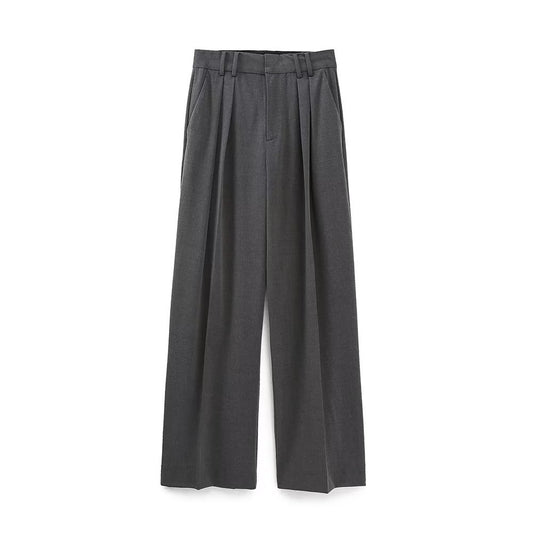 Wide Leg Double Pleated Loose Fit Pants