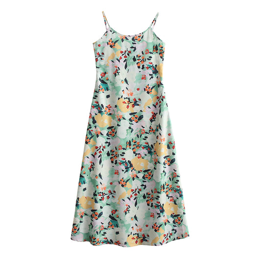 Abstract Floral Print Midi Dress