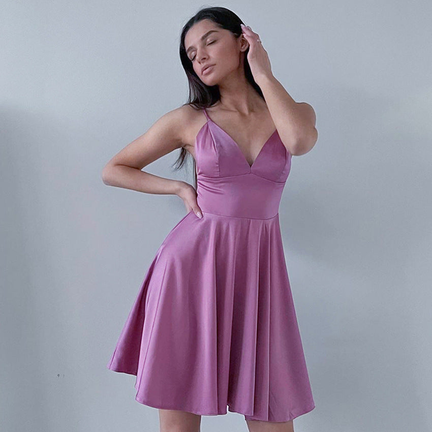 Sexy V-neck Halter Slim Waist Dress