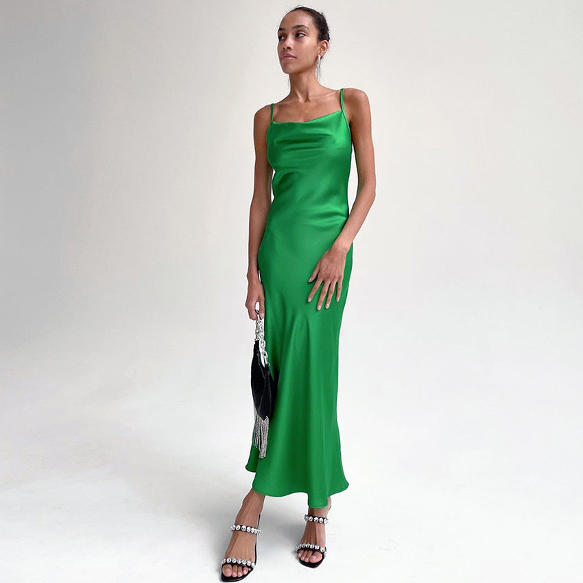 Satin Frock Satin Strap Maxi Dress