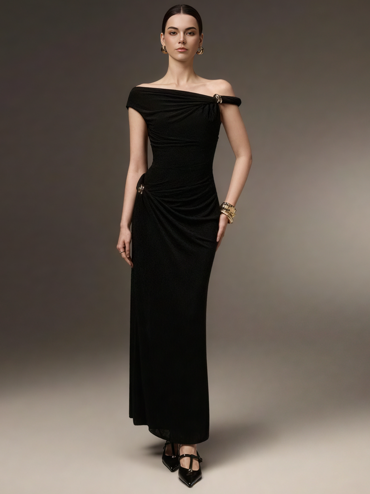 Asymmetric One Shouldre Wrapped Dress