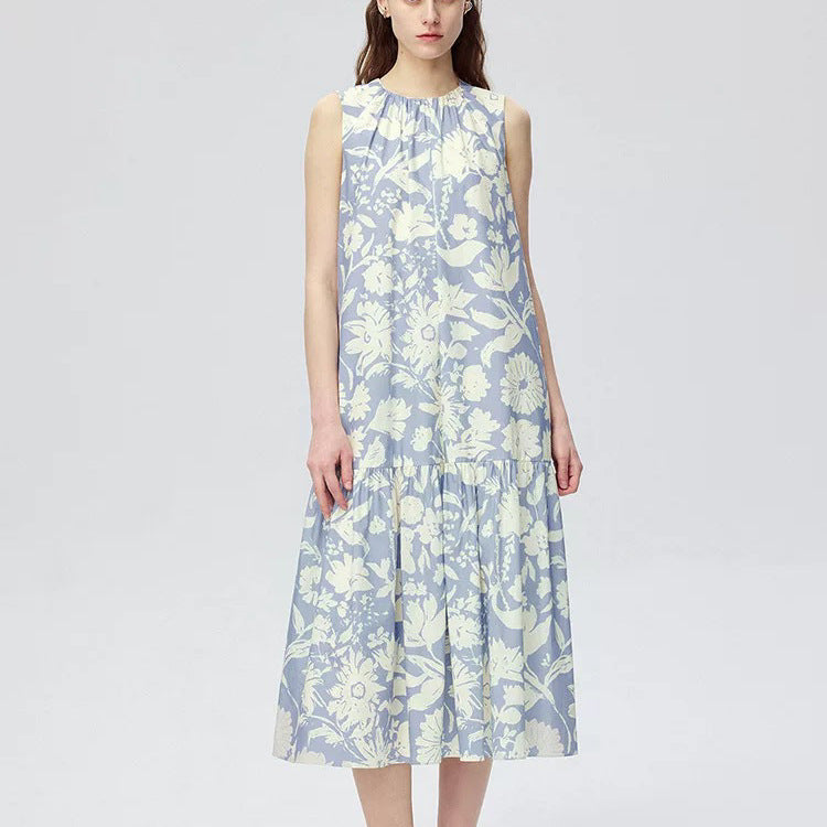 Floral Print Sleeveless Dress Casual  Dress for Holiday