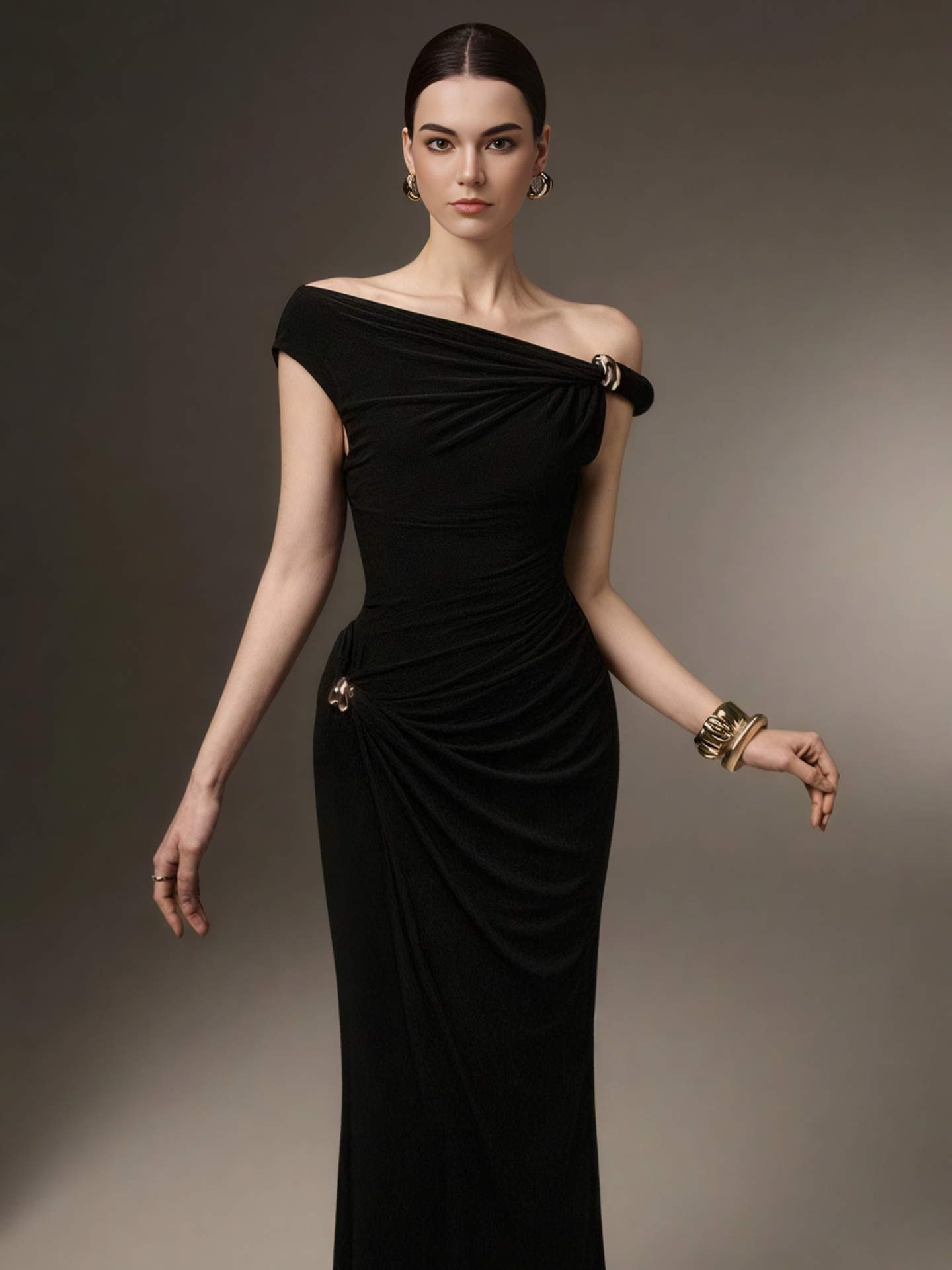 Asymmetric One Shouldre Wrapped Dress