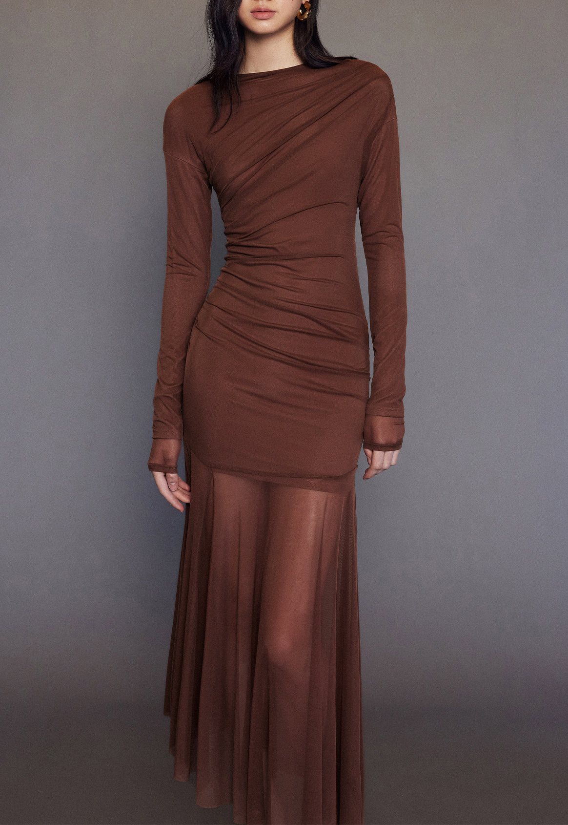 Skiny Casual Mesh Ruched dress