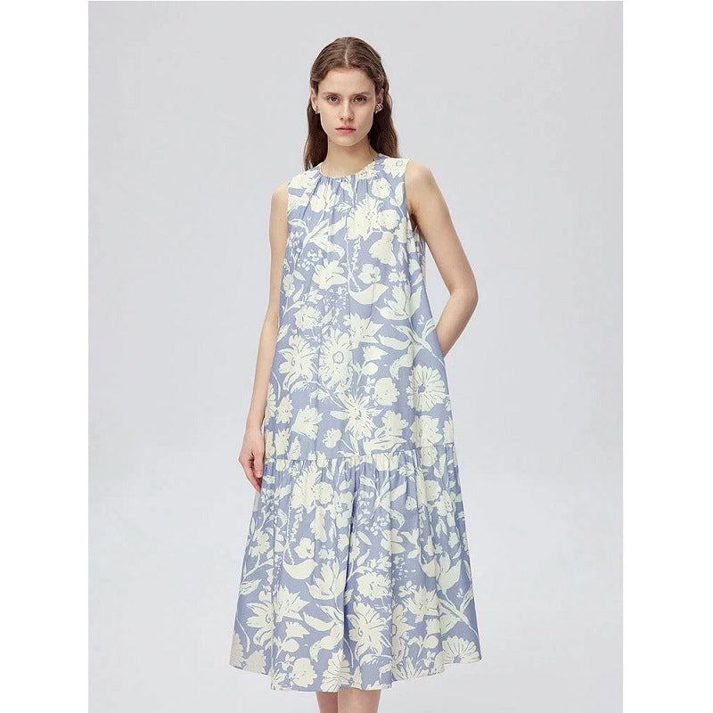 Floral Print Sleeveless Dress Casual  Dress for Holiday