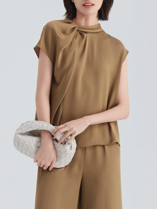 Elegant Women Shirt Superior Quality Coffee Pants Set