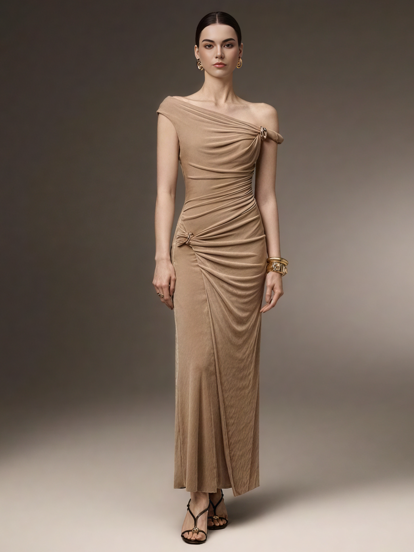 Asymmetric One Shouldre Wrapped Dress