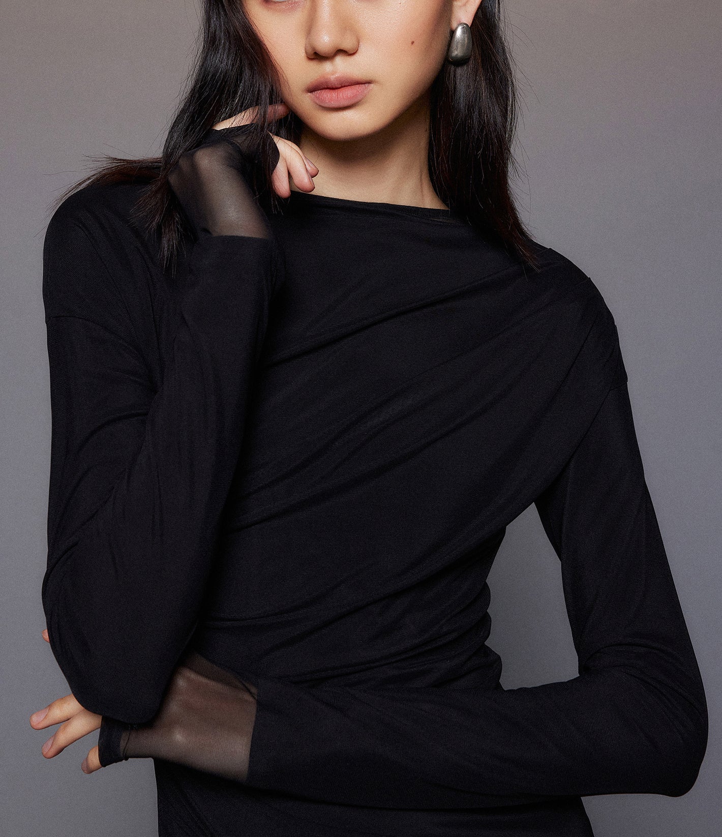 Skiny Casual Mesh Ruched dress