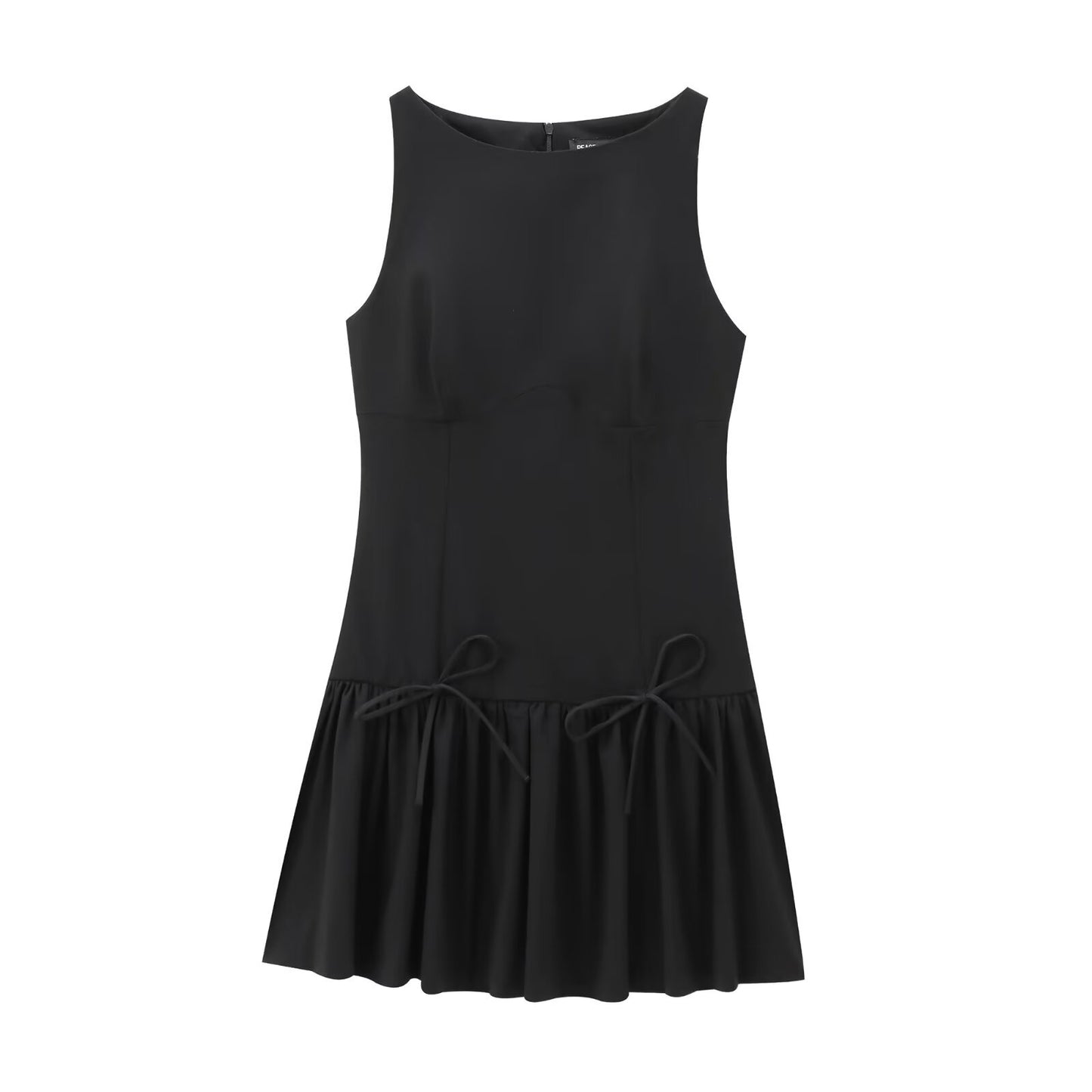 Elegant Sleeveless Pleated Mini Dress with Princess Line