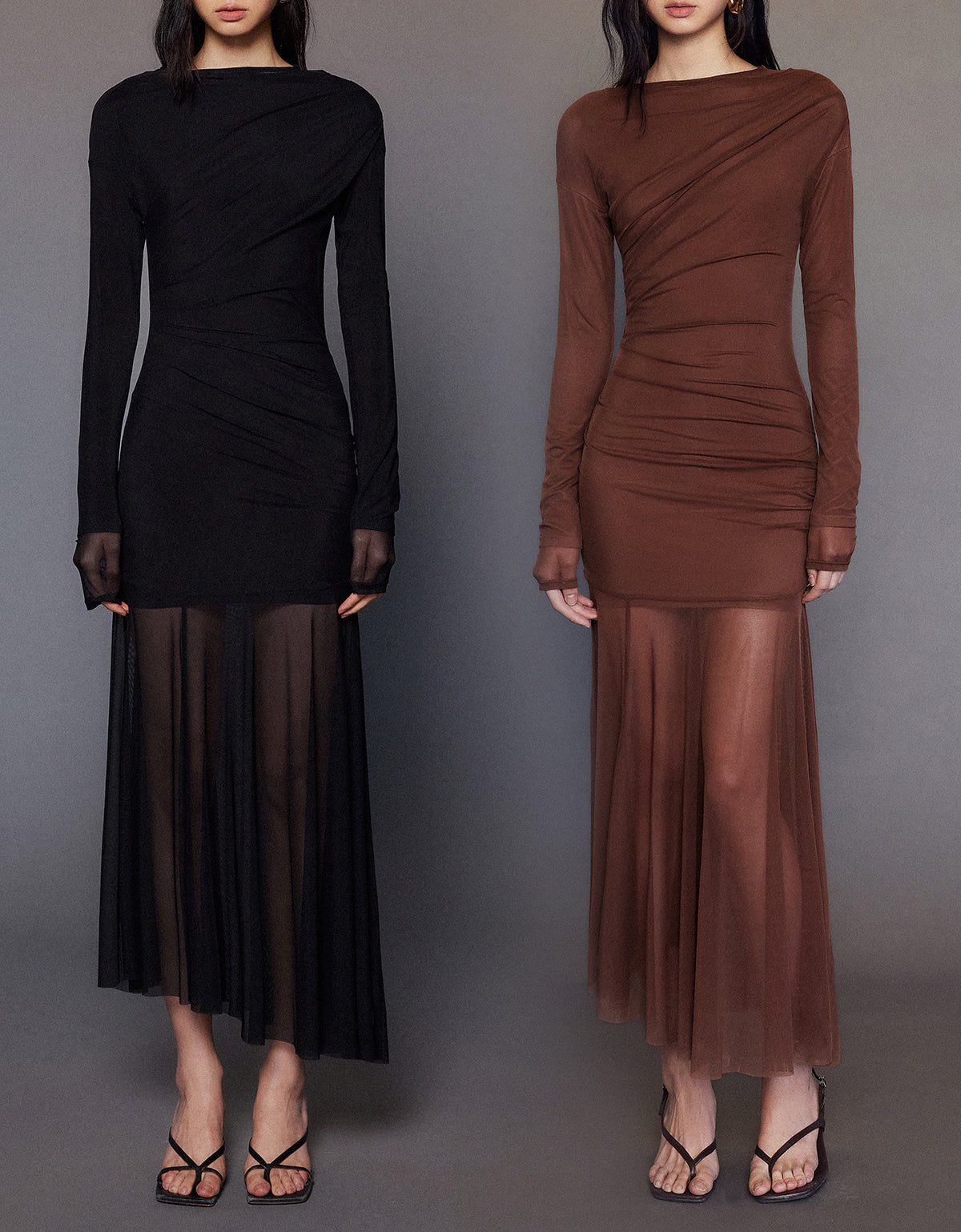 Skiny Casual Mesh Ruched dress