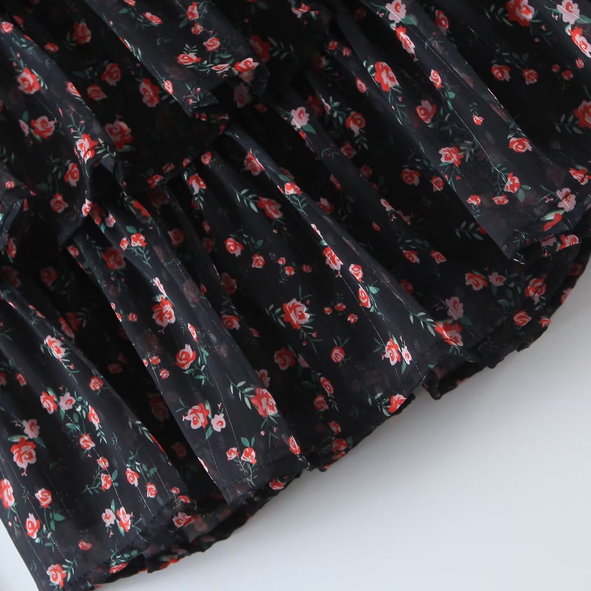 Chifon Long Sleeve Floral Corset Dress