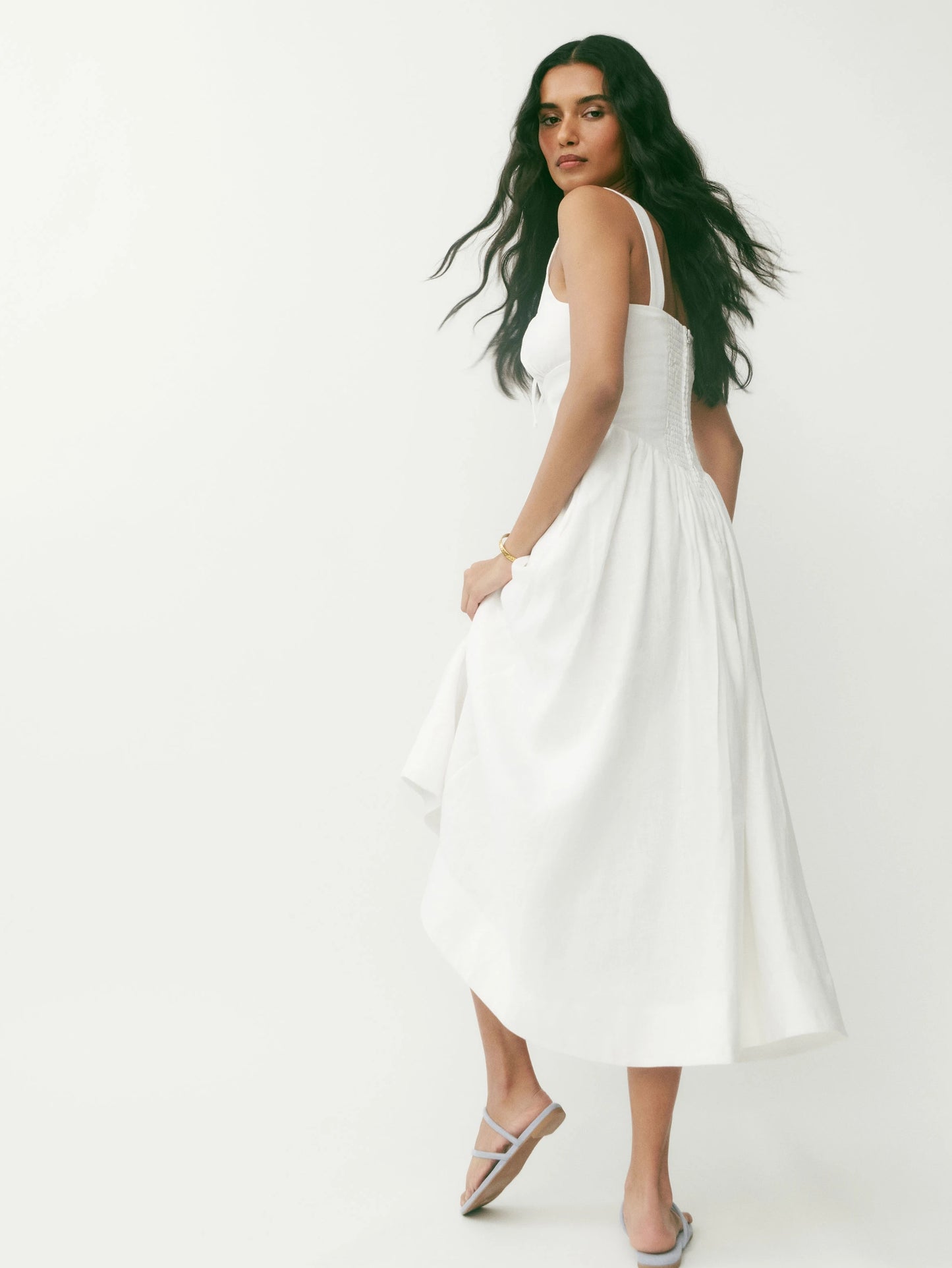 Elegant Square Neck Linen dress