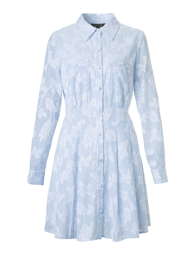Button Down Jacquard Mini Shirt Dress