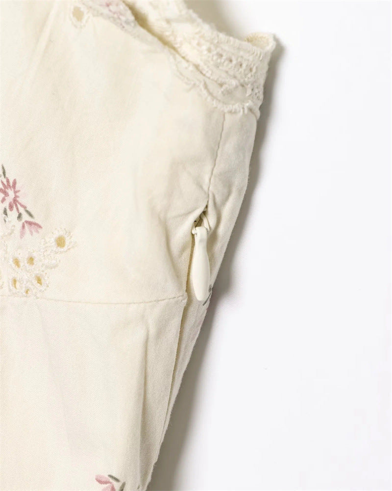 Spegatti Strap Floral Dress with Fish Bone