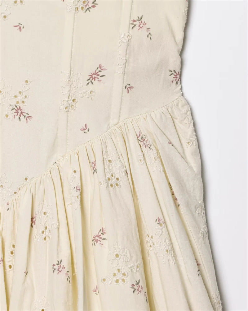 Spegatti Strap Floral Dress with Fish Bone