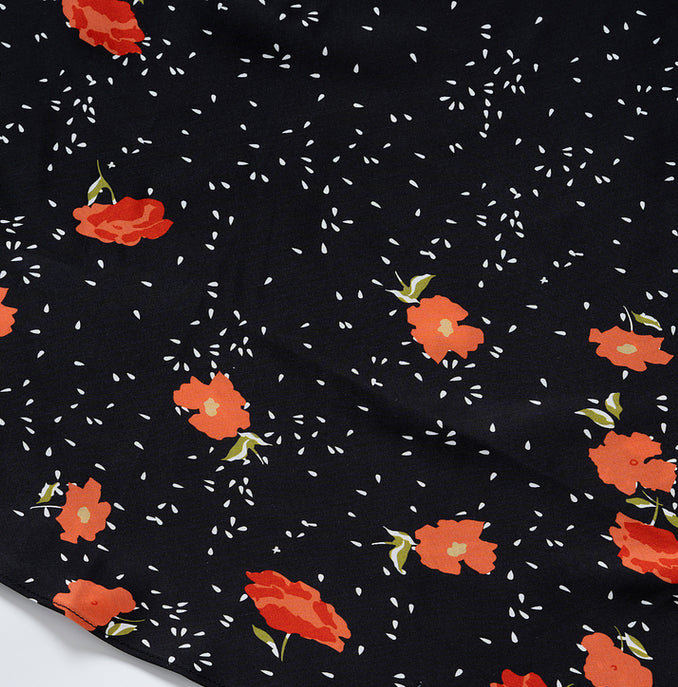 Party Floral Printed Long Dress with Flare Sleeves