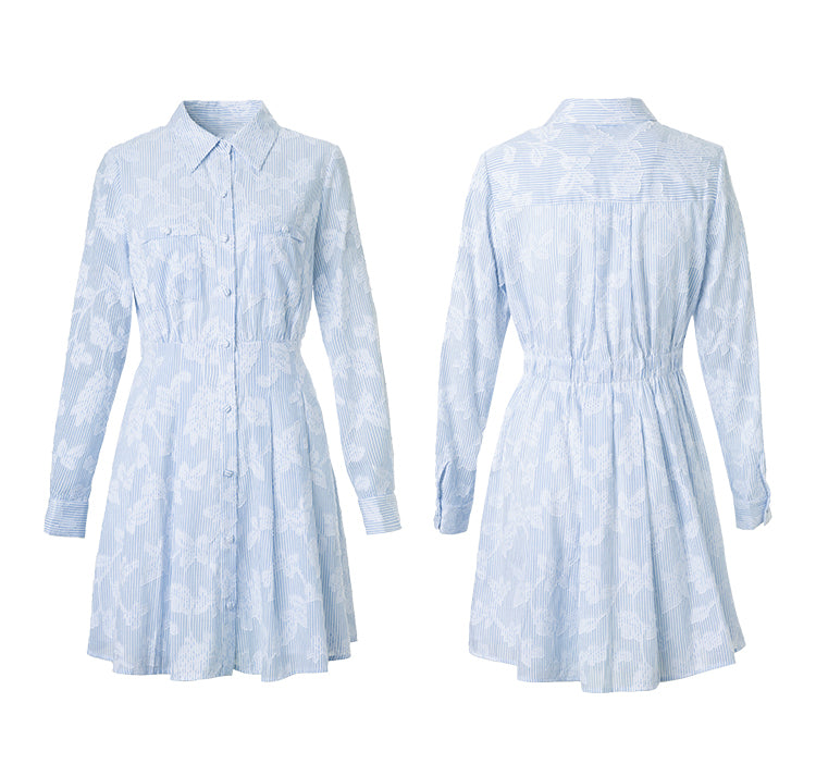 Button Down Jacquard Mini Shirt Dress