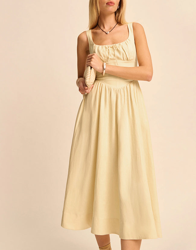 Elegant Square Neck Linen dress