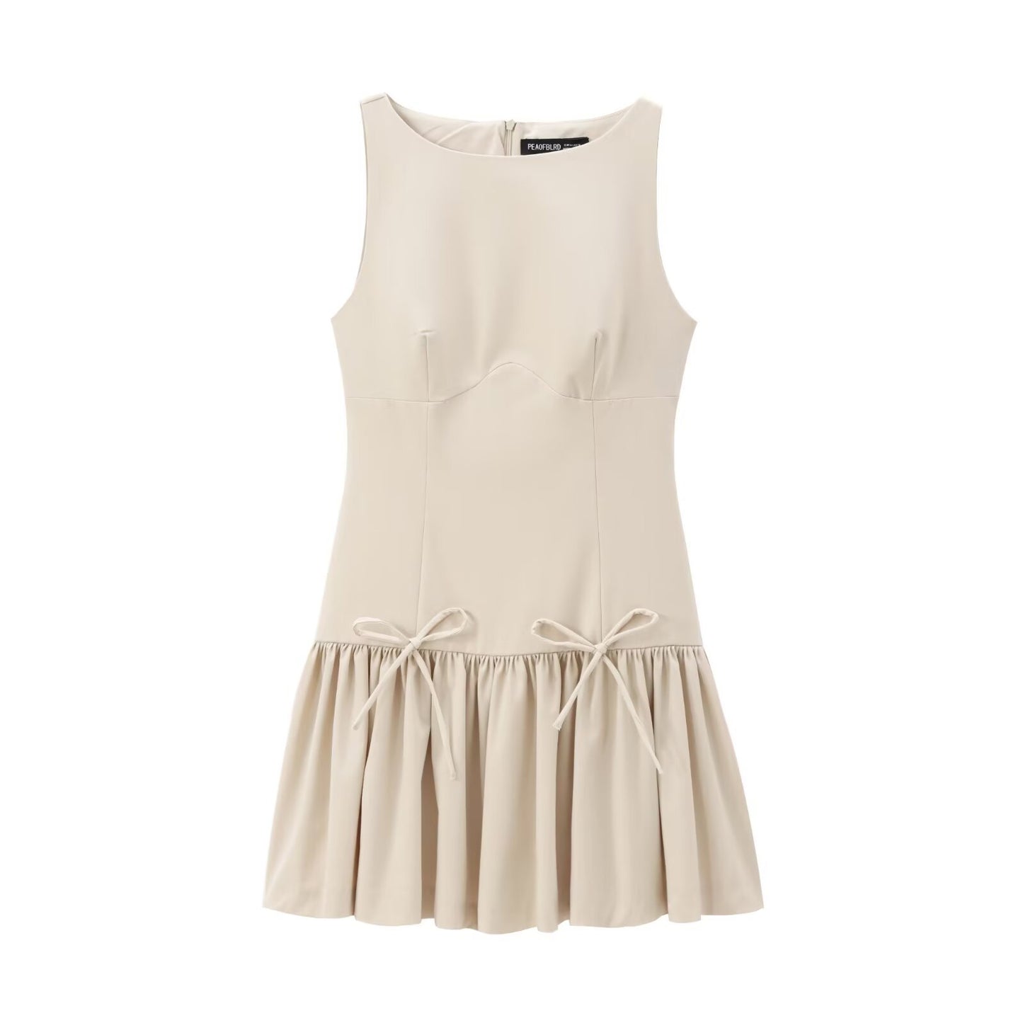Elegant Sleeveless Pleated Mini Dress with Princess Line