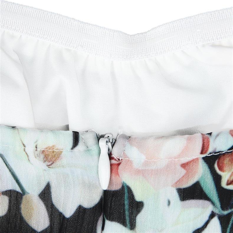 Black Heart Neck Floral Printed Mini Jumpsuit