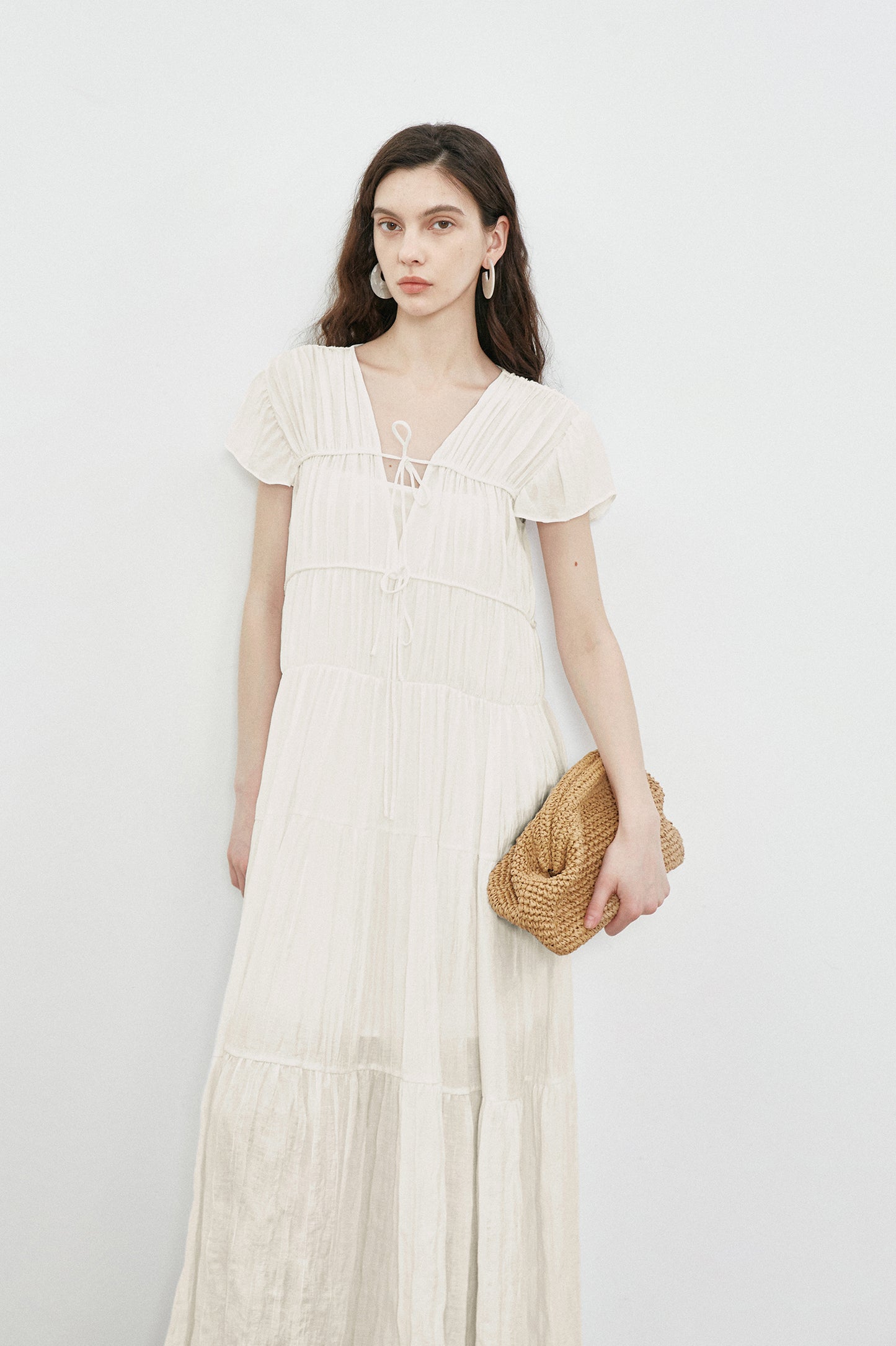 High Quality Cotton Women Pleated Elegant 2 PC Dress