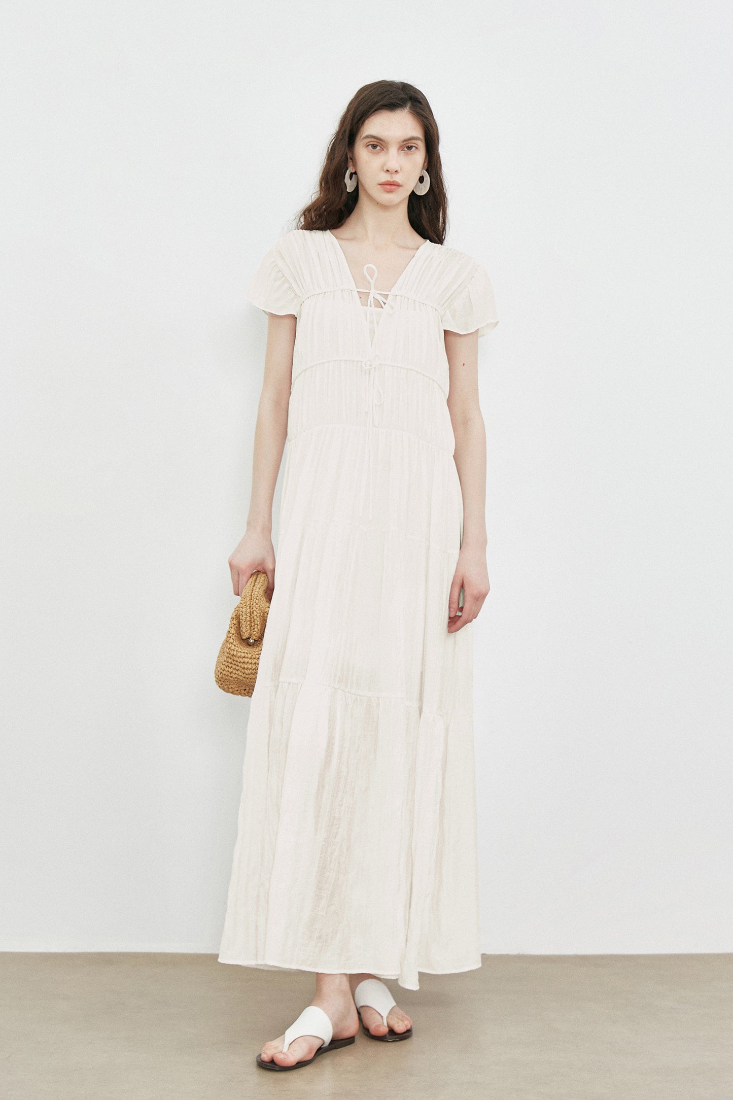 High Quality Cotton Women Pleated Elegant 2 PC Dress