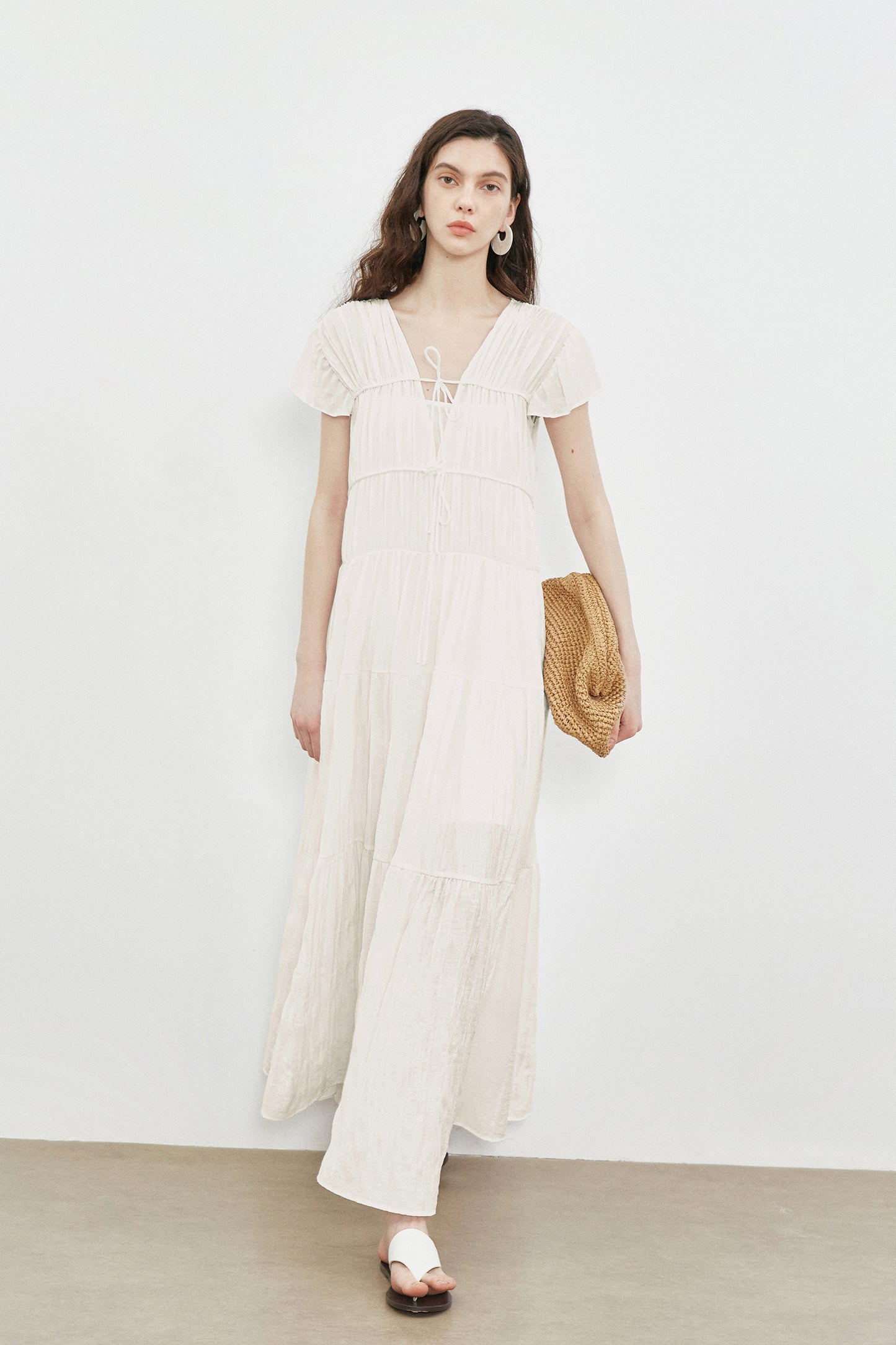 High Quality Cotton Women Pleated Elegant 2 PC Dress