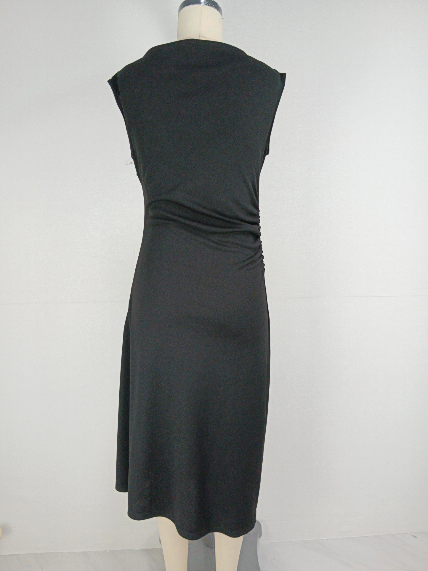 Summer daily casual raglan sleeve boat collar pleated waist dress