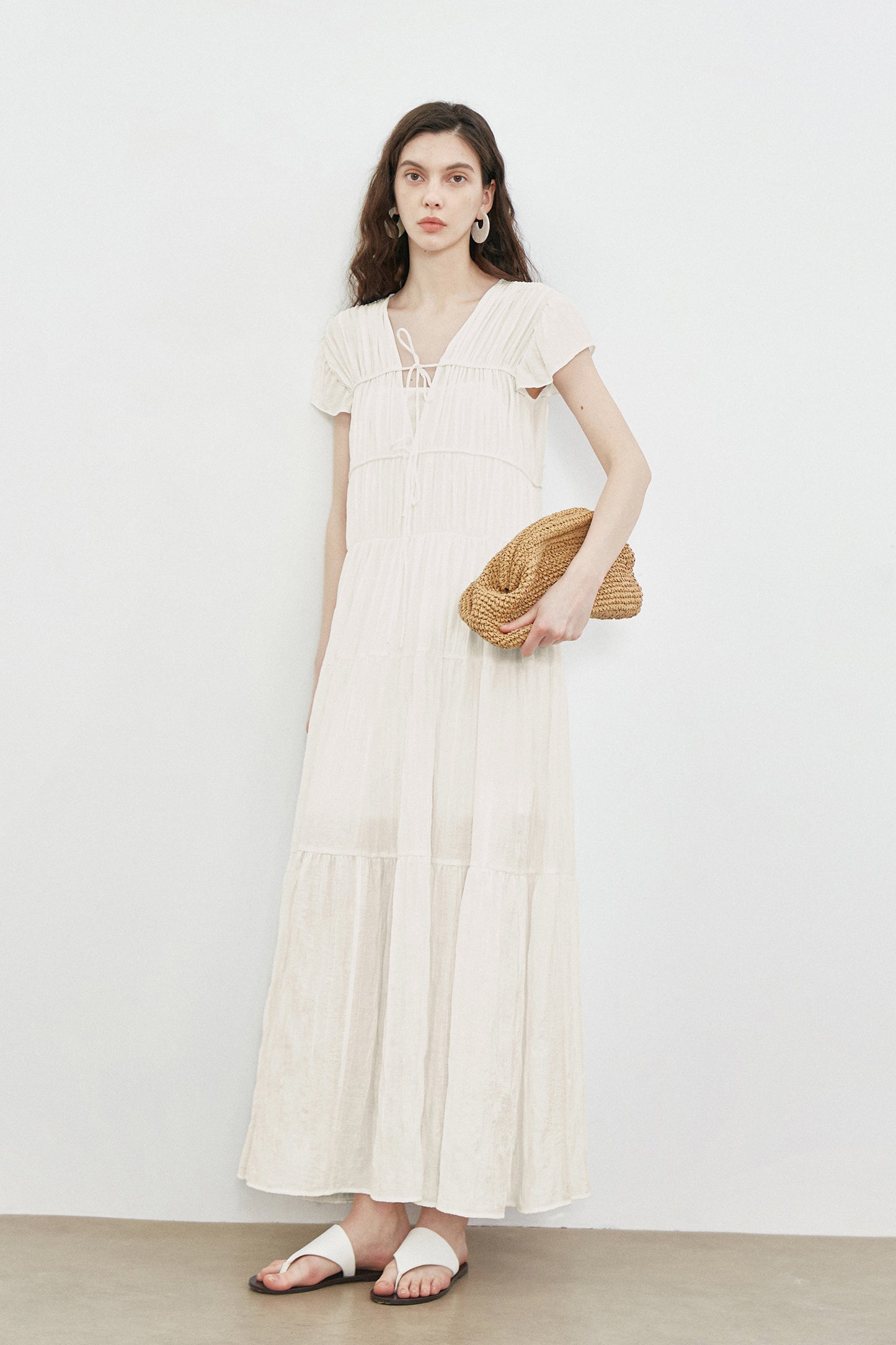 High Quality Cotton Women Pleated Elegant 2 PC Dress