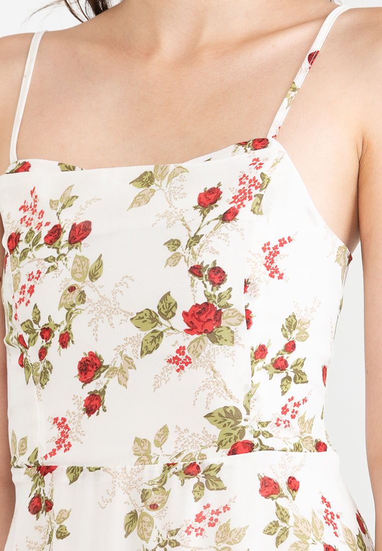 Floral Print Flare Midi Dress