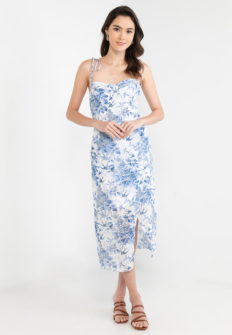 Printed Mini Dress with Asymmetric Hem