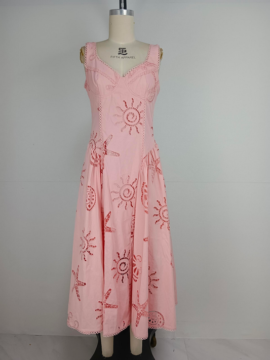 New French Retro Countryside Girl Solid Color Strap Dress