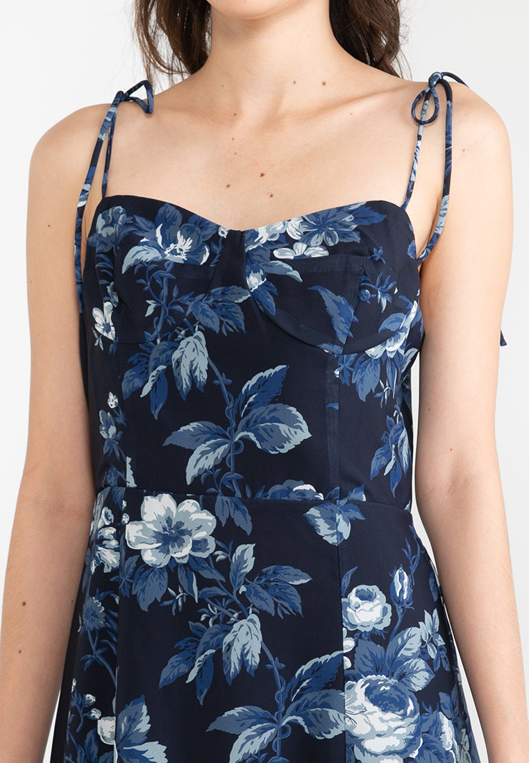 Floral Print Sleeveless Midi with Slit