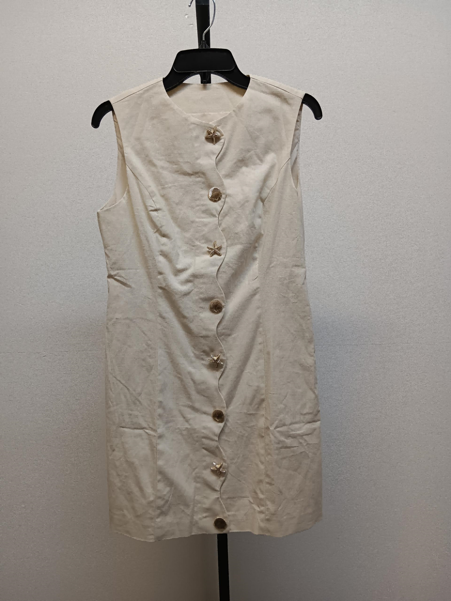 Summer new slim fit patchwork sleeveless button up dress