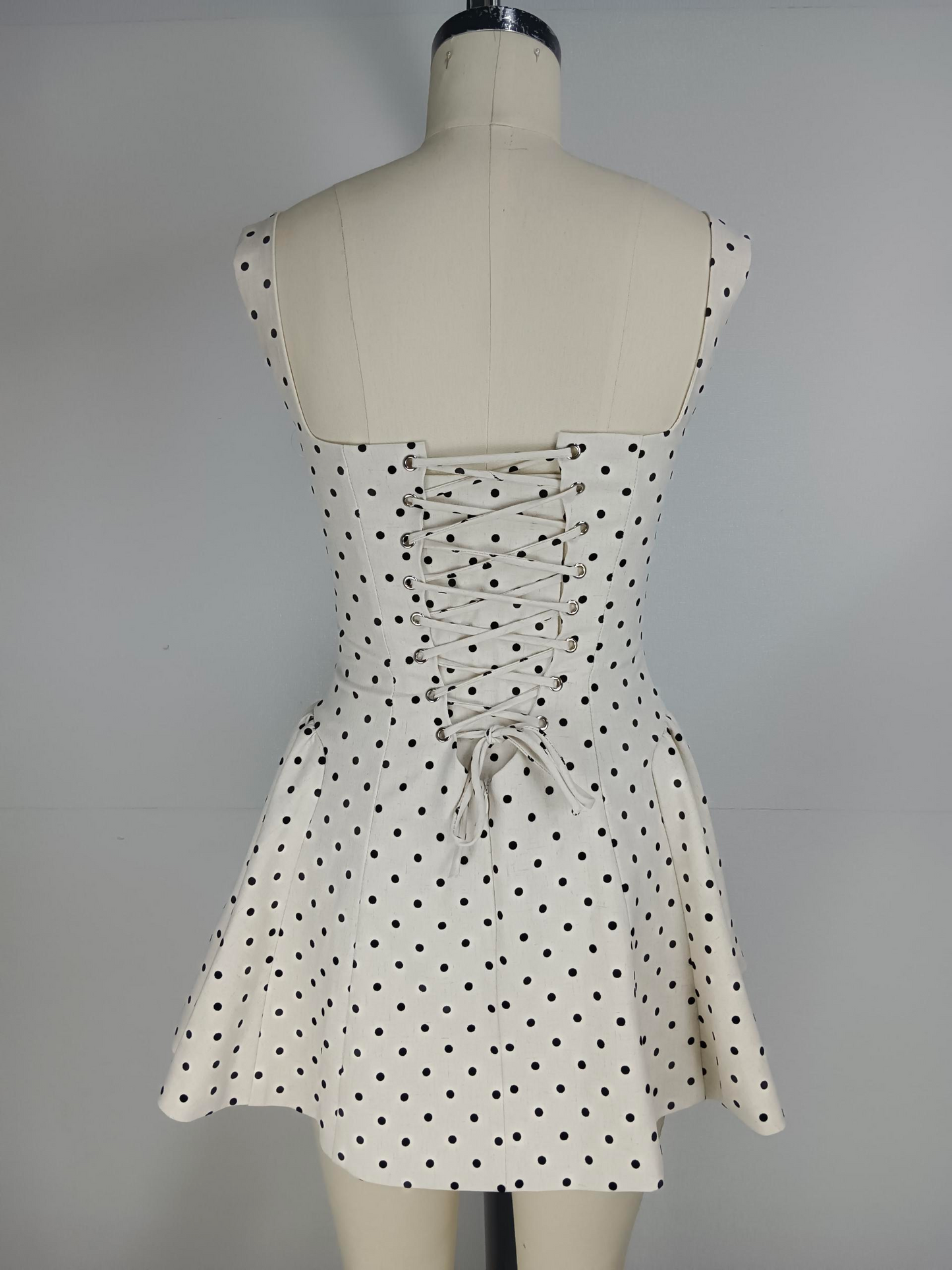 Summer new sweet socialite polka dot pattern back strap design suspender dress