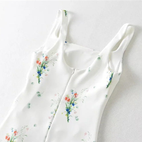 Sleeveless Printed Dress with Bust Dart