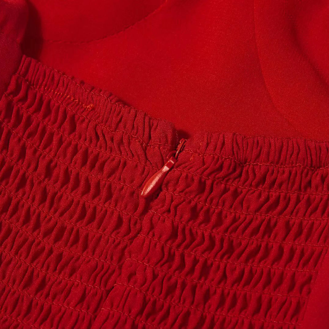 Tie Shoulder Flare Midi Dress