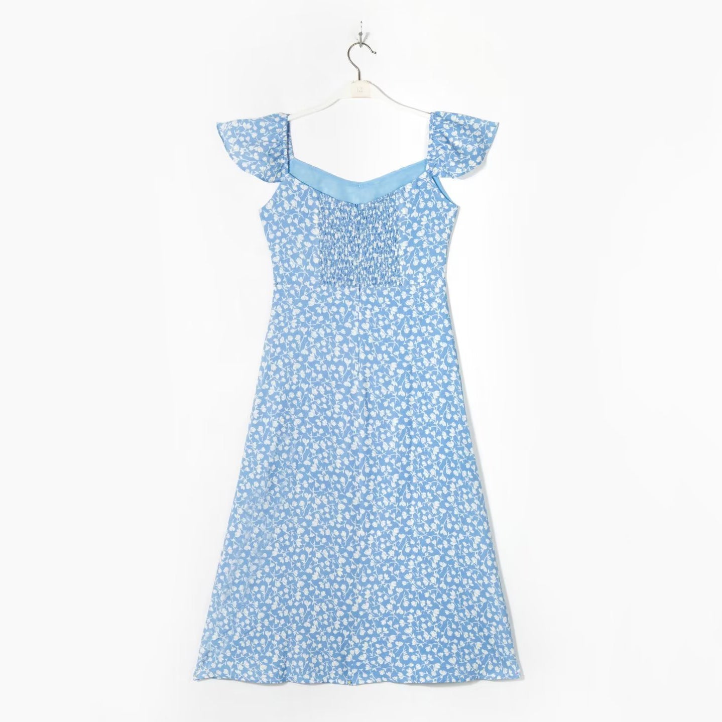 Printed Sweetheart Midi Dress with Slit