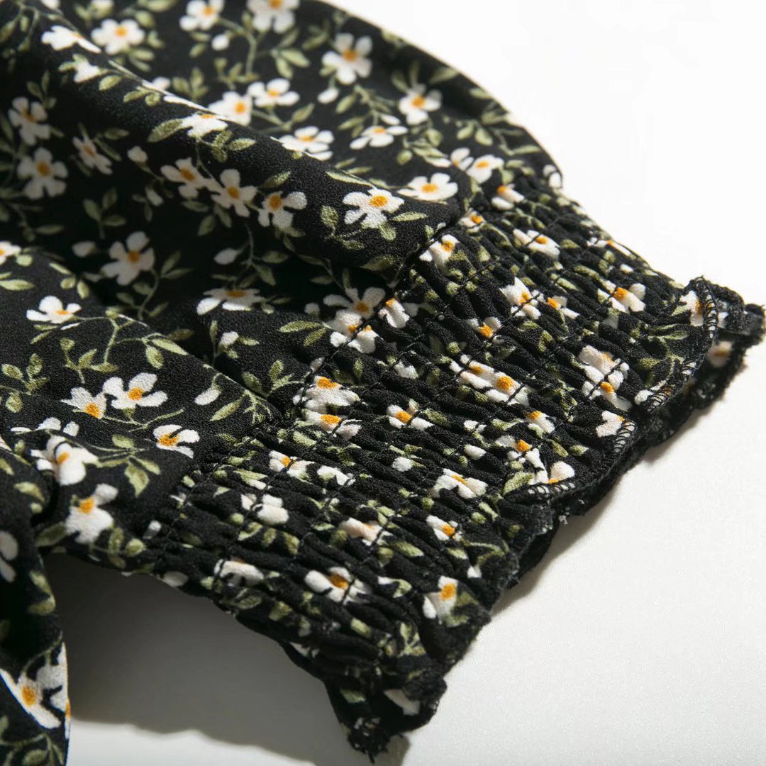 Puff Sleeve Midi Dress with Thigh Slit